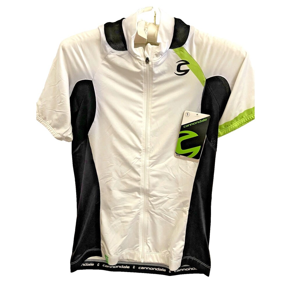New CANNONDALE Sz S Cycling Jersey White, Black and Bright Green